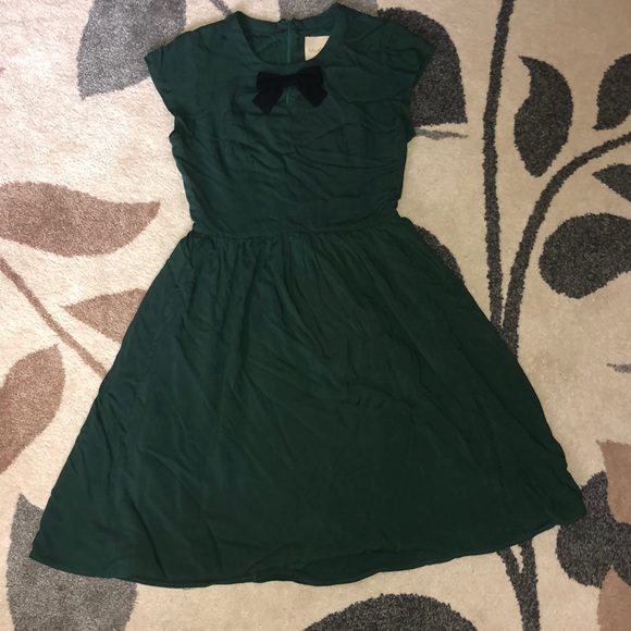 ModCloth A Line Green Dress with Black Bow - Picture 2 of 3